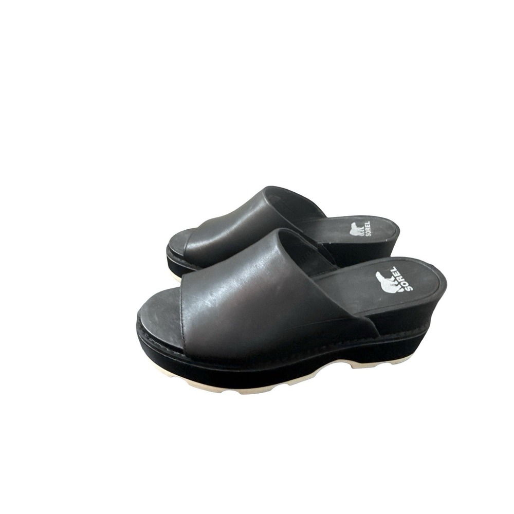 Sorel Joanie IV Women's Size 9.5 Slide Wedge Black/Sea Salt